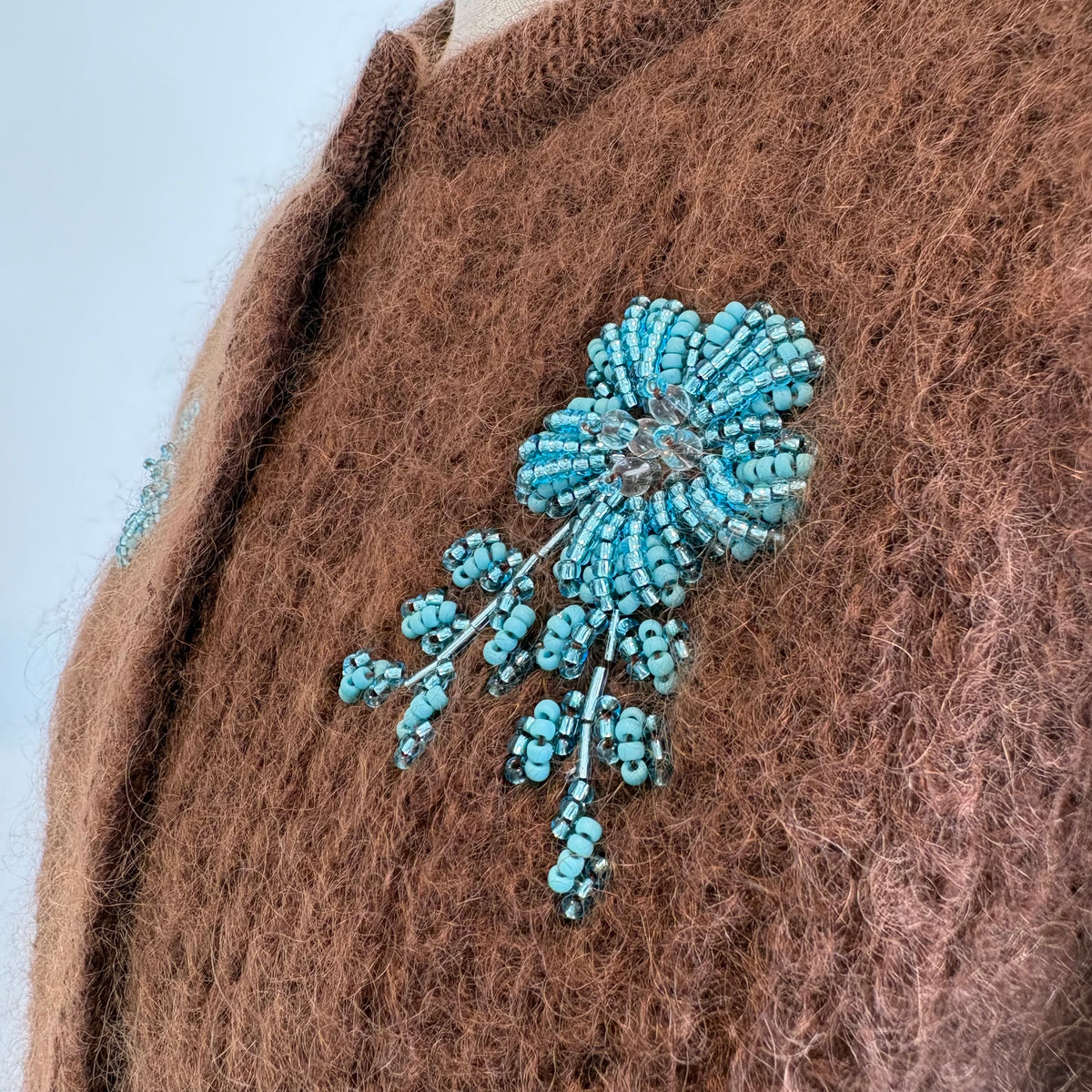 heriter//beads embroidery mohair cardigan  H0-00-1007