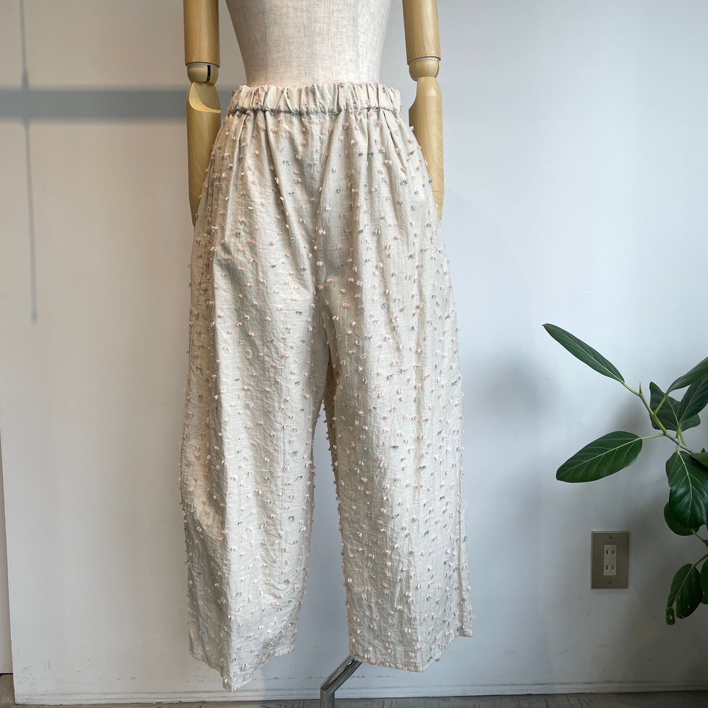 qiri//花吹雪’ jacquard ギャザーワイドパンツ 6301PT003261