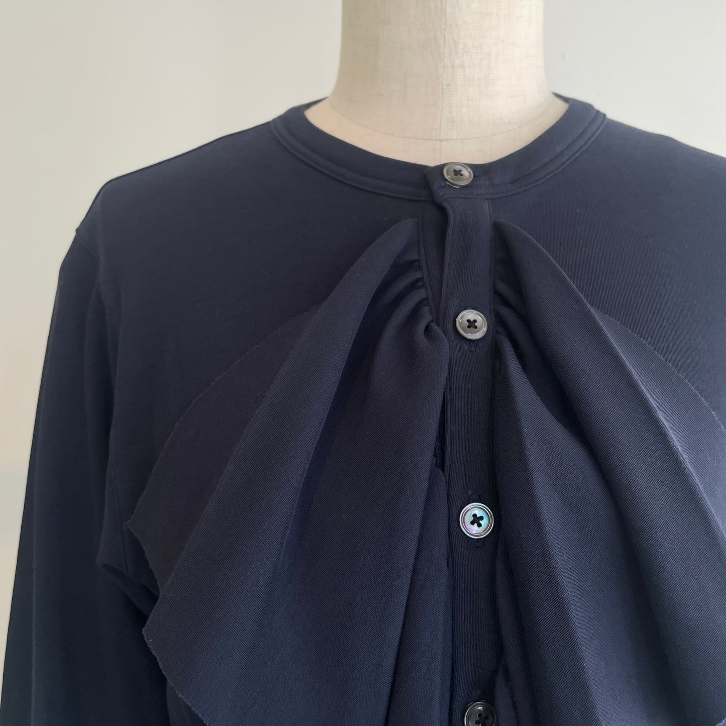 HAVERSACK //強撚スムースクルーネックフリルカーディガン　612600