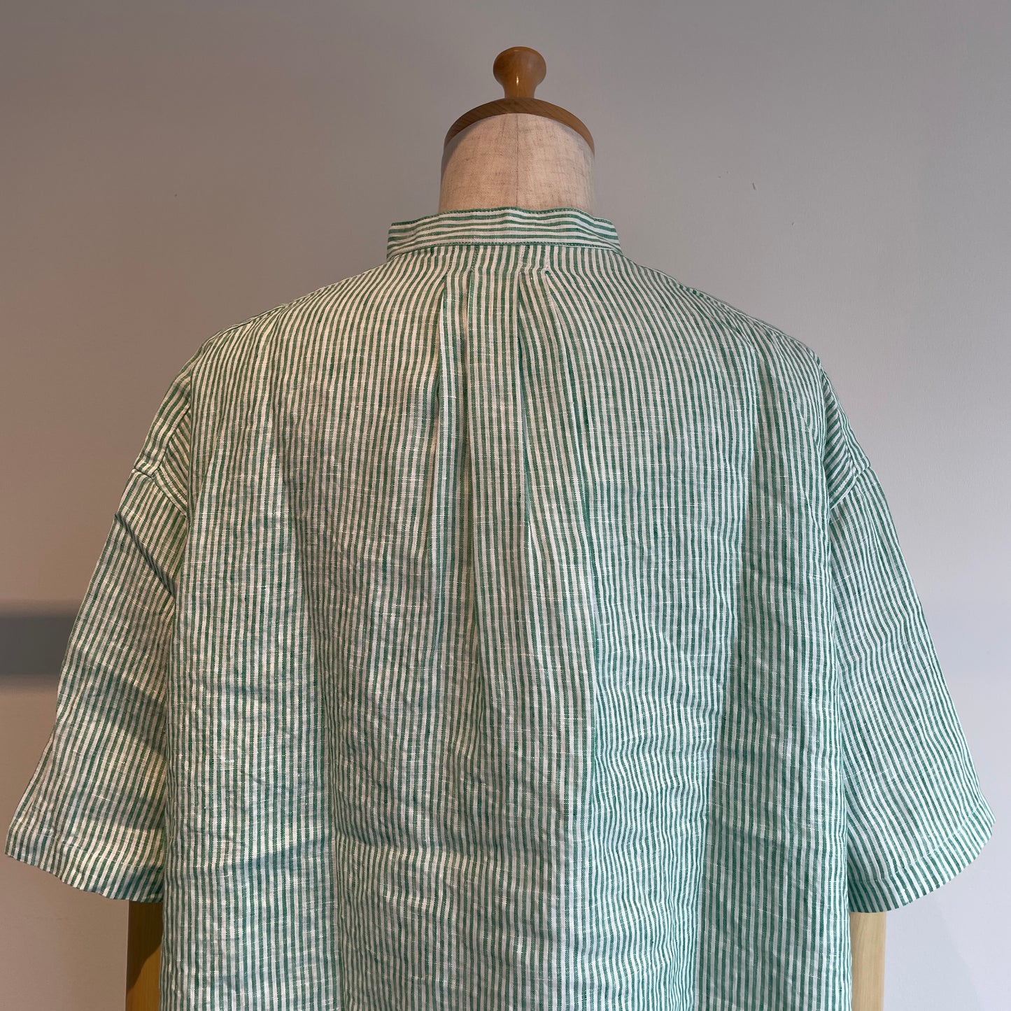 handsofcreation//先染めFrench Linenシンプルバンドカラーシャツ01620635
