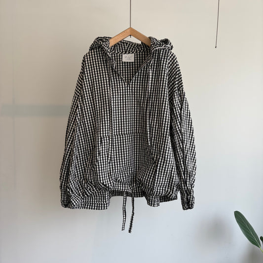 yuni//Cottoncupra ギンガムhooded パーカー　　1701BL022262