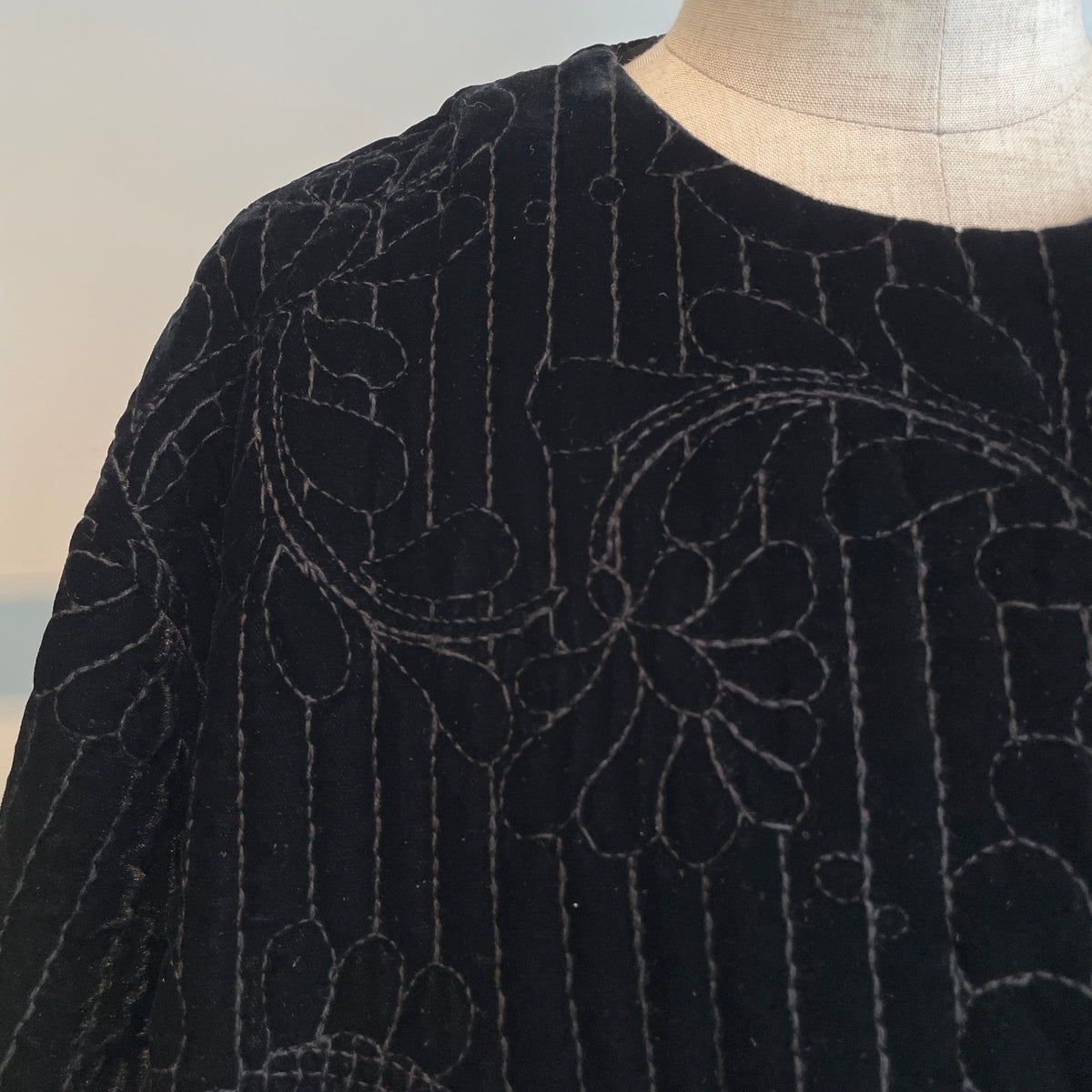 heriter//velvet quit embroidery short coat H2-26-6006