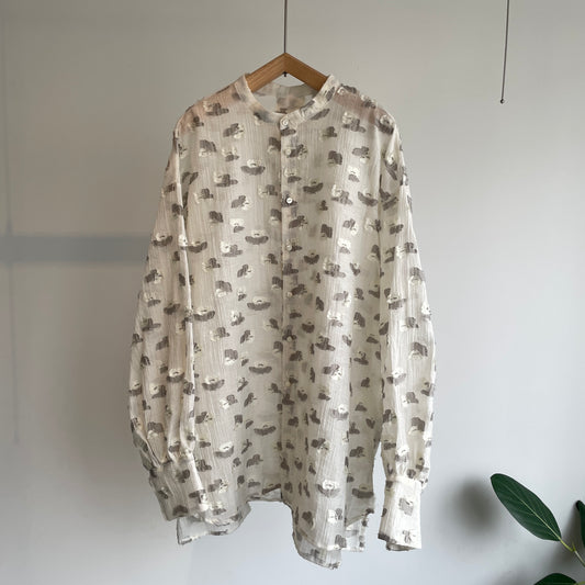 qiri//plie flower jacquard バックリボンブラウス　6301BL008261