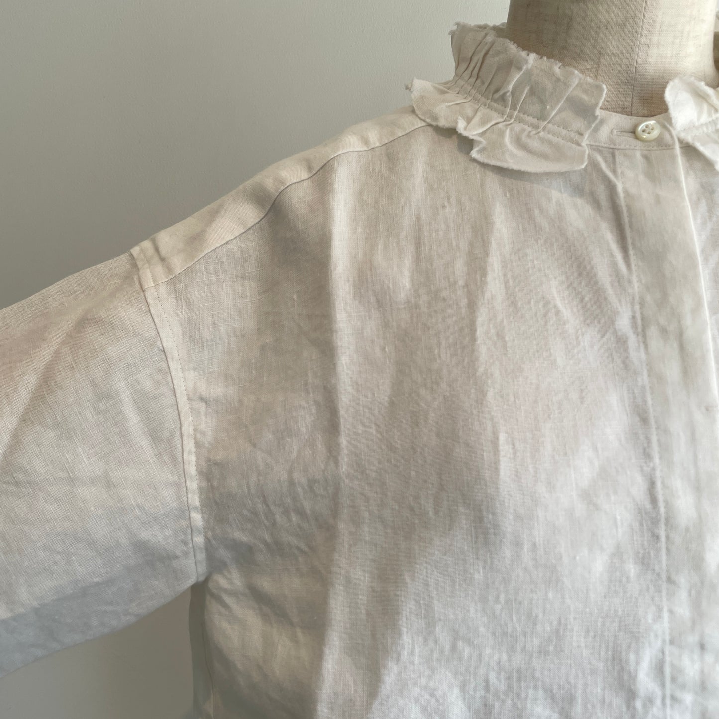 handsofcreation//40/-Linen分微起毛フリルシャツ　01610602