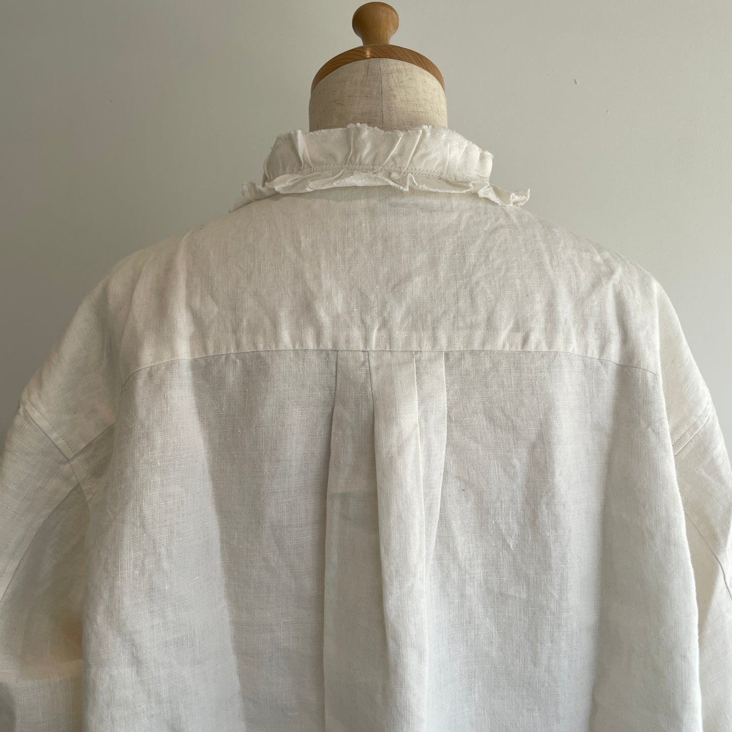 handsofcreation//40/-Linen分微起毛フリルシャツ　01610602