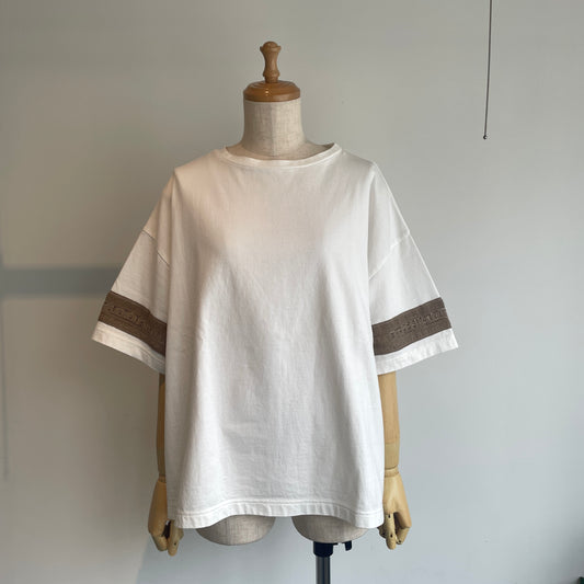 universaltissu//クラシック天竺イタリアンフィレレースボートネックTシャツ　PA252CT011