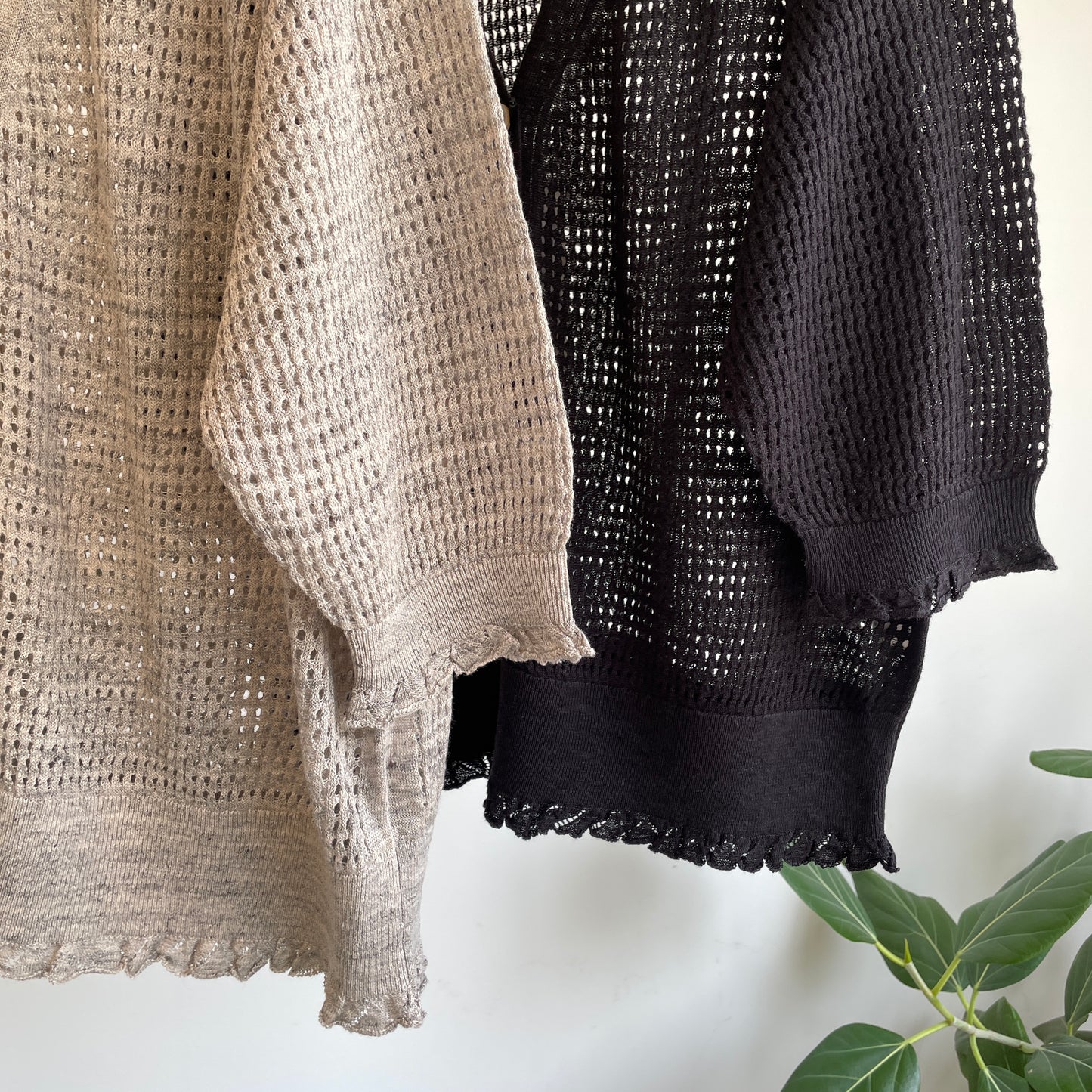 handsofcreation//Pure Linen14G1PLYメッシュ&フリル6分袖VC/D 01620710