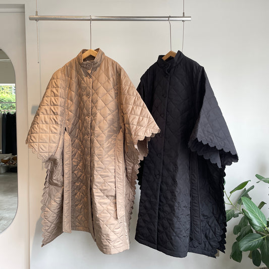 porterdesboutons//キルティングスカラップポンチョコート　P-14-1-057