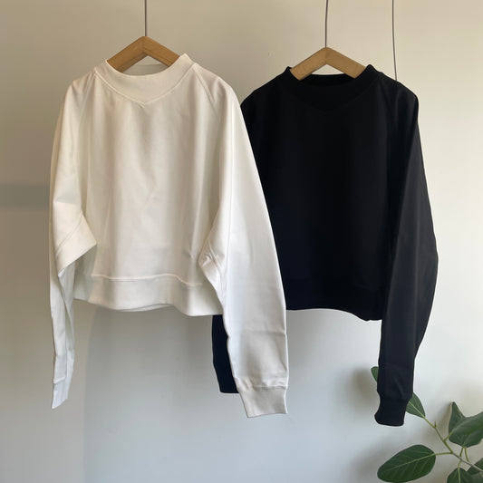 HAVERSACK //強撚スムースクルーネッククロップドラグランシャツ612601