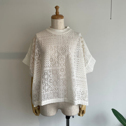 universaltissu//パッチワークレース モックネックドルマンT TS260CT088