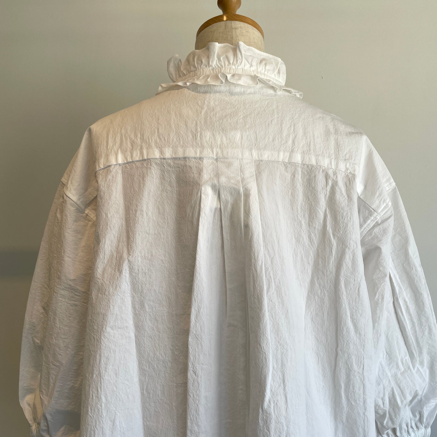 handsofcreation//強撚cotton桐七炊き変形フリル7分袖BL 01630642