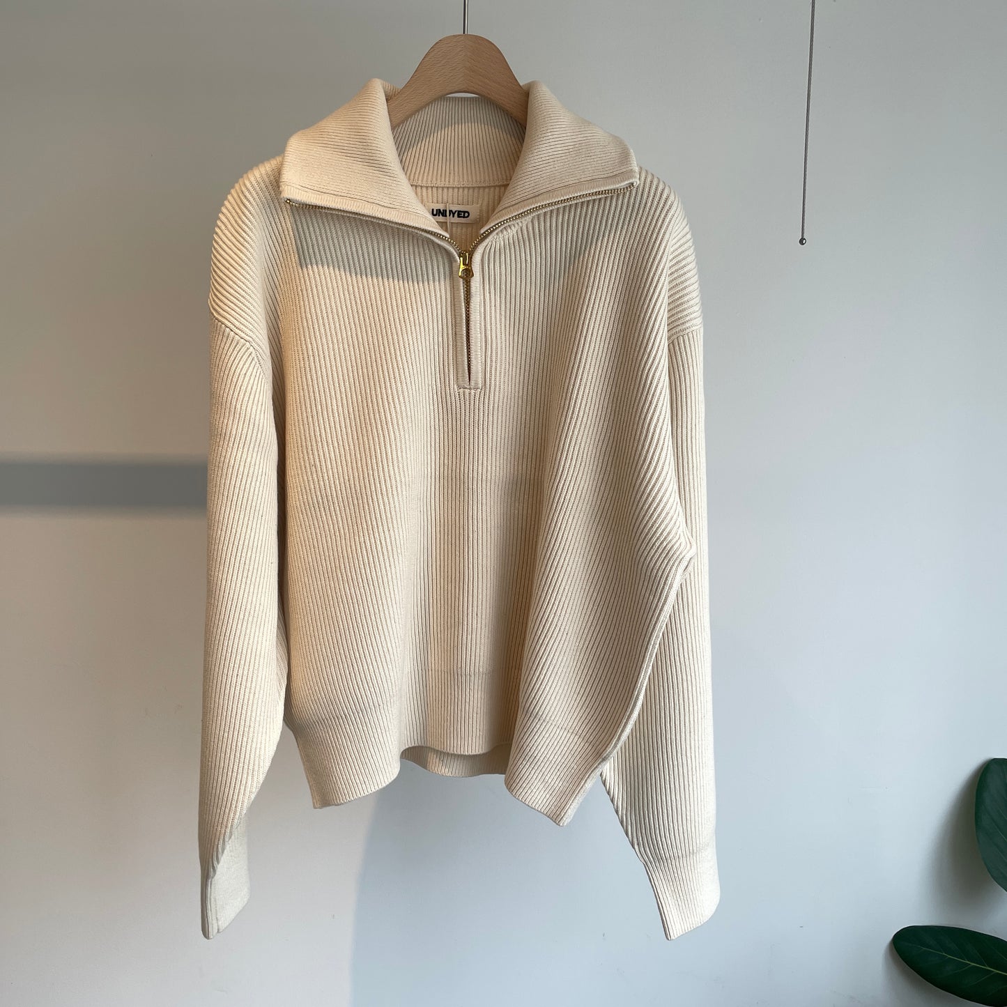 UNDYED //HALF ZIP AZE KNIT 25F214