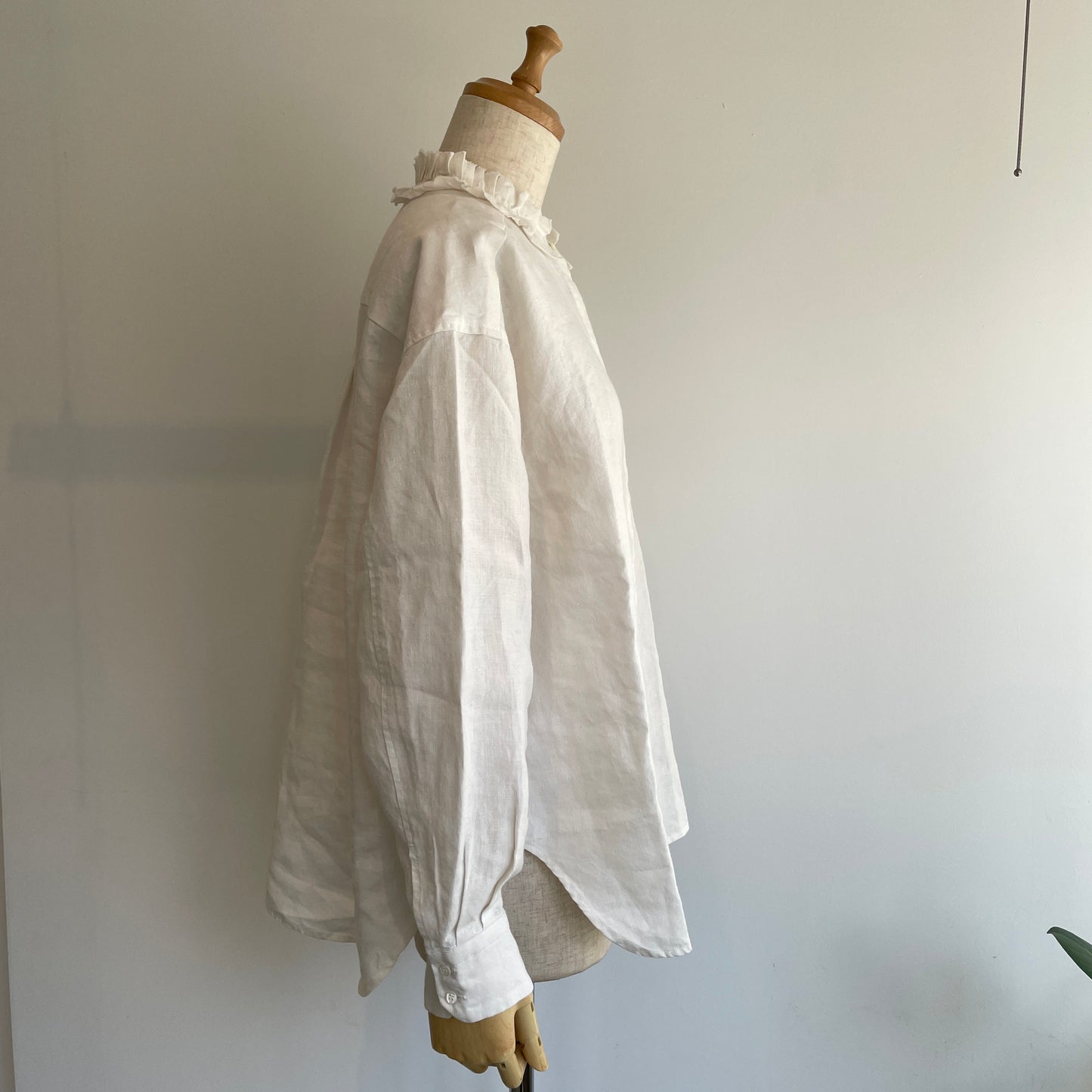 handsofcreation//40/-Linen分微起毛フリルシャツ　01610602