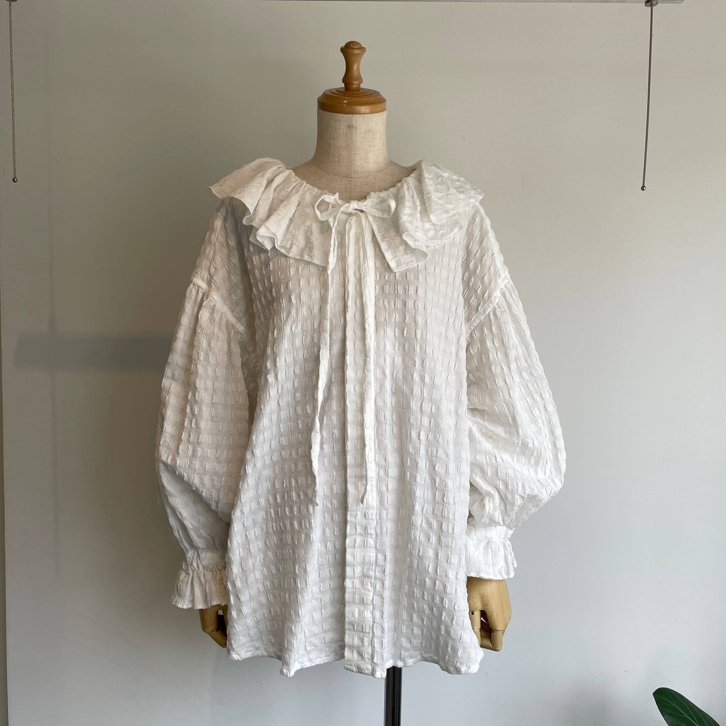 buoy buoy//SHEER CHECK TACK FRILL ブラウス　2701BL004262