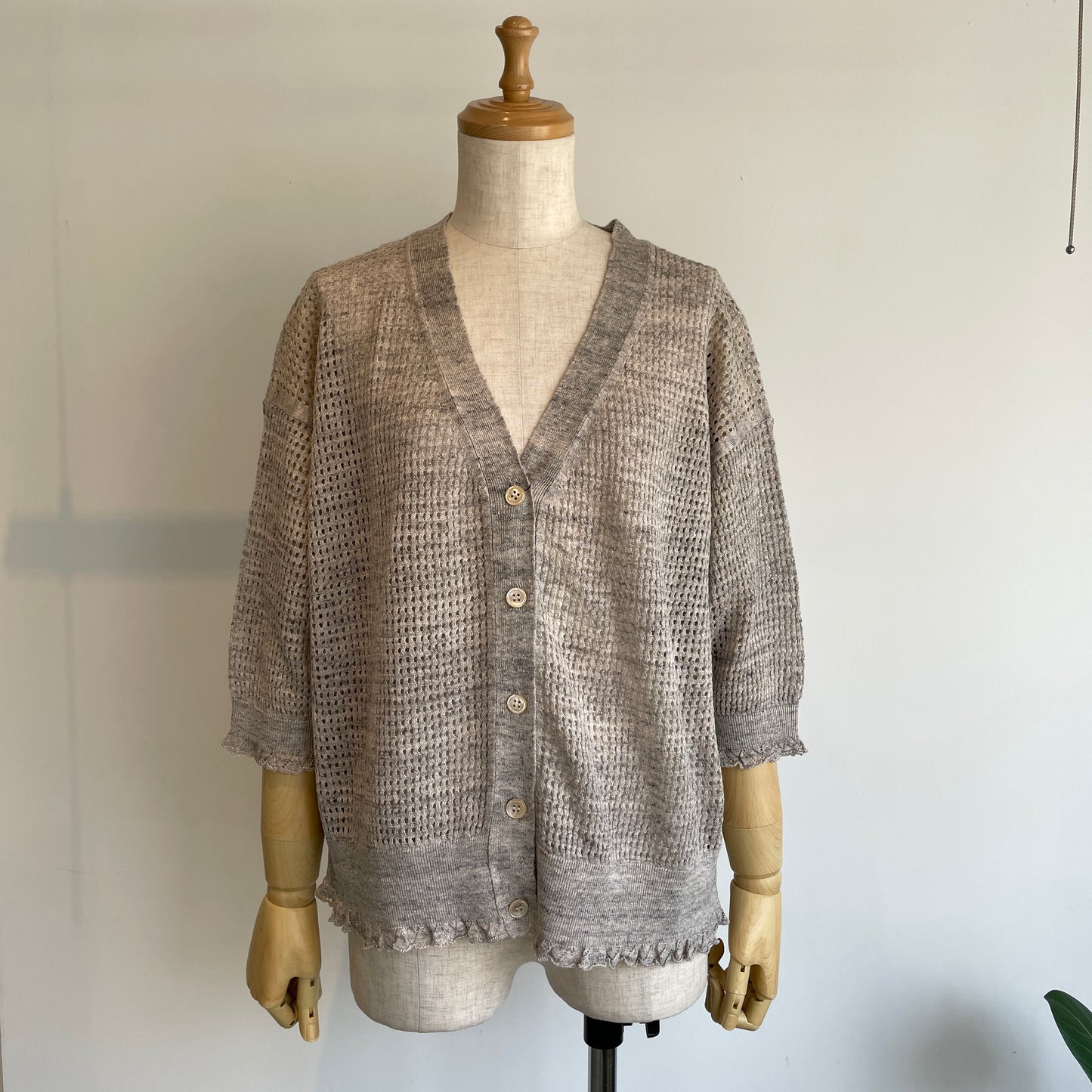 handsofcreation//Pure Linen14G1PLYメッシュ&フリル6分袖VC/D 01620710