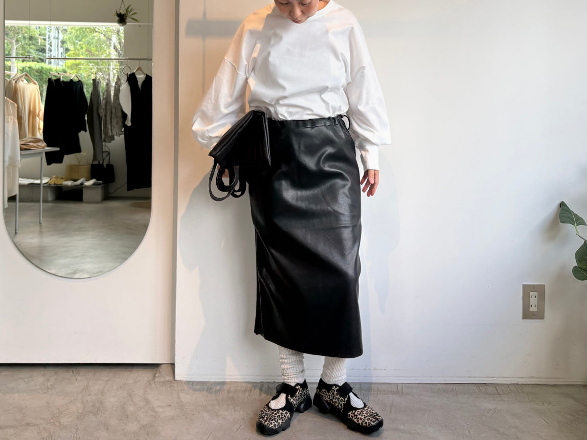 ALWEL//FAUX LEATHER DRAWSTRING SKIRT NAP-2