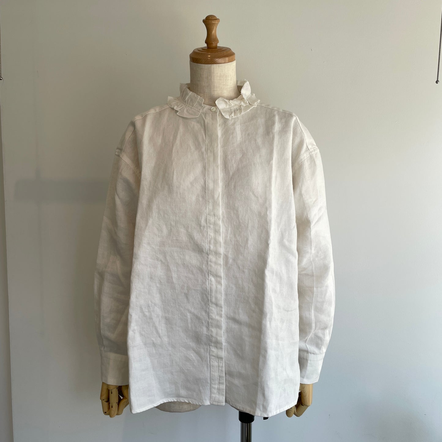 handsofcreation//40/-Linen分微起毛フリルシャツ　01610602