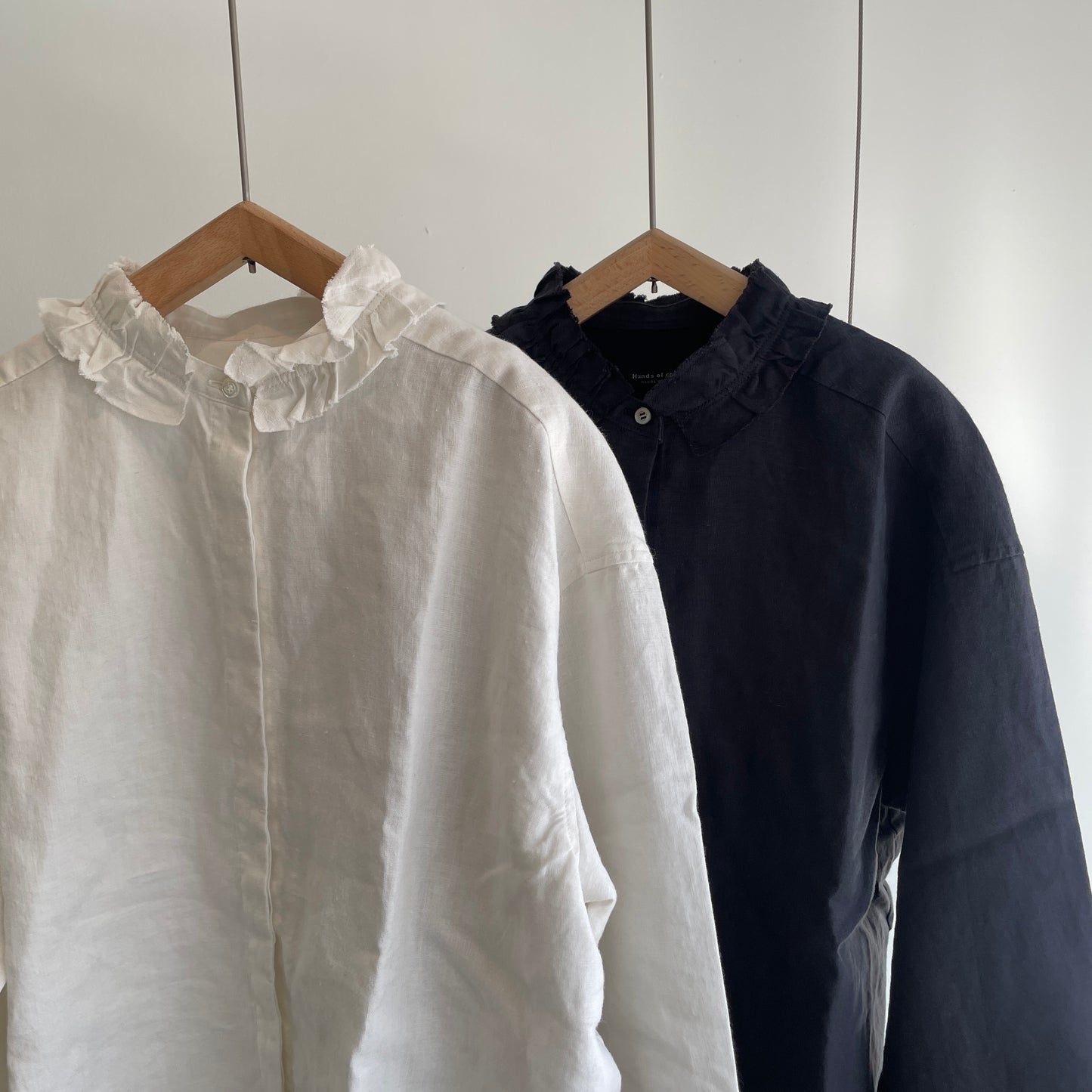 handsofcreation//40/-Linen分微起毛フリルシャツ　01610602