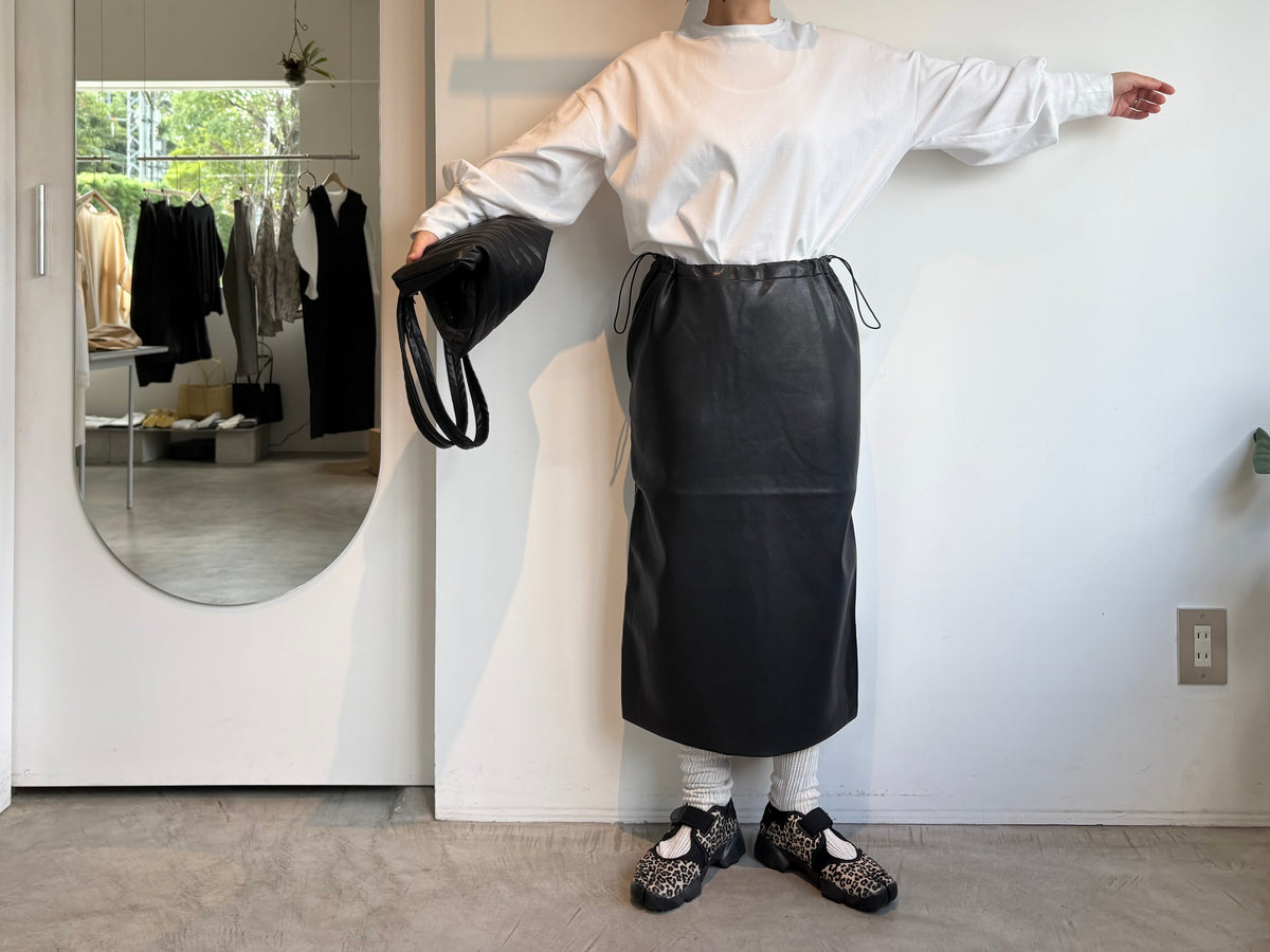 ALWEL//FAUX LEATHER DRAWSTRING SKIRT NAP-2
