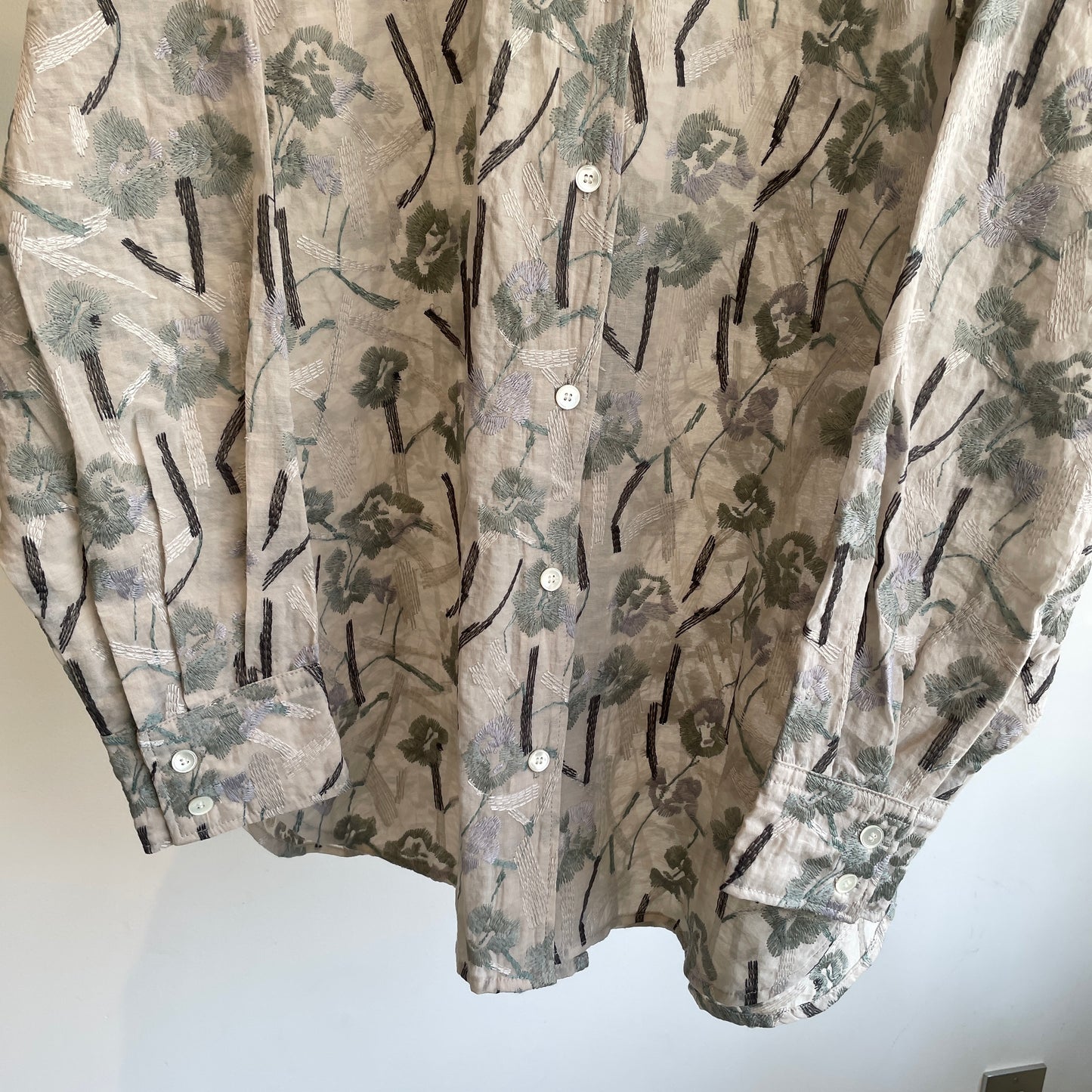 yuni//Cotton Nylon sheer blooming embroidery シャツ 1701BL011262