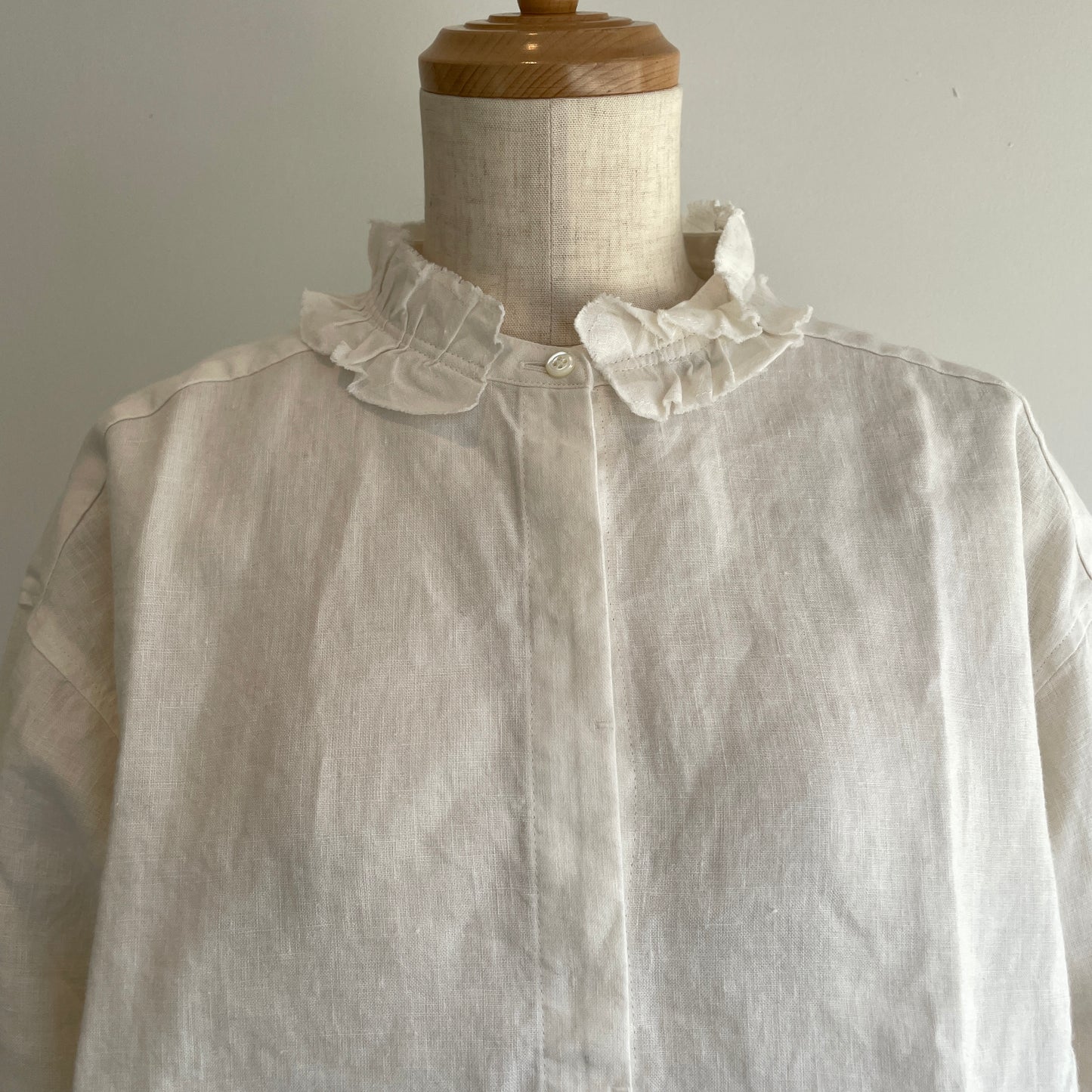 handsofcreation//40/-Linen分微起毛フリルシャツ　01610602