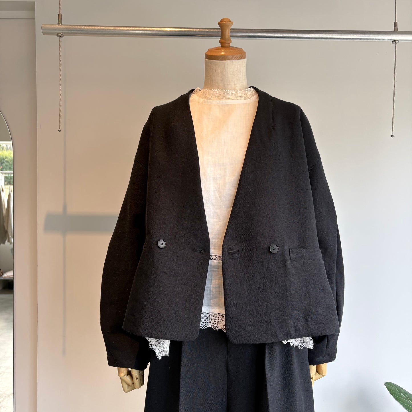 yuni//Linen/Polyester double cocoon short ジャケット　1701JK003261