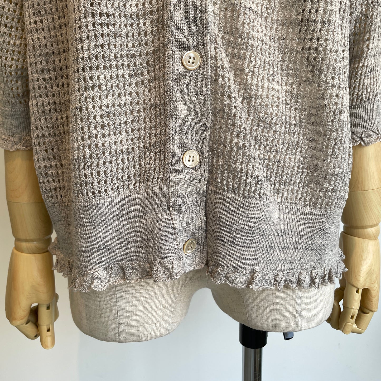 handsofcreation//Pure Linen14G1PLYメッシュ&フリル6分袖VC/D 01620710