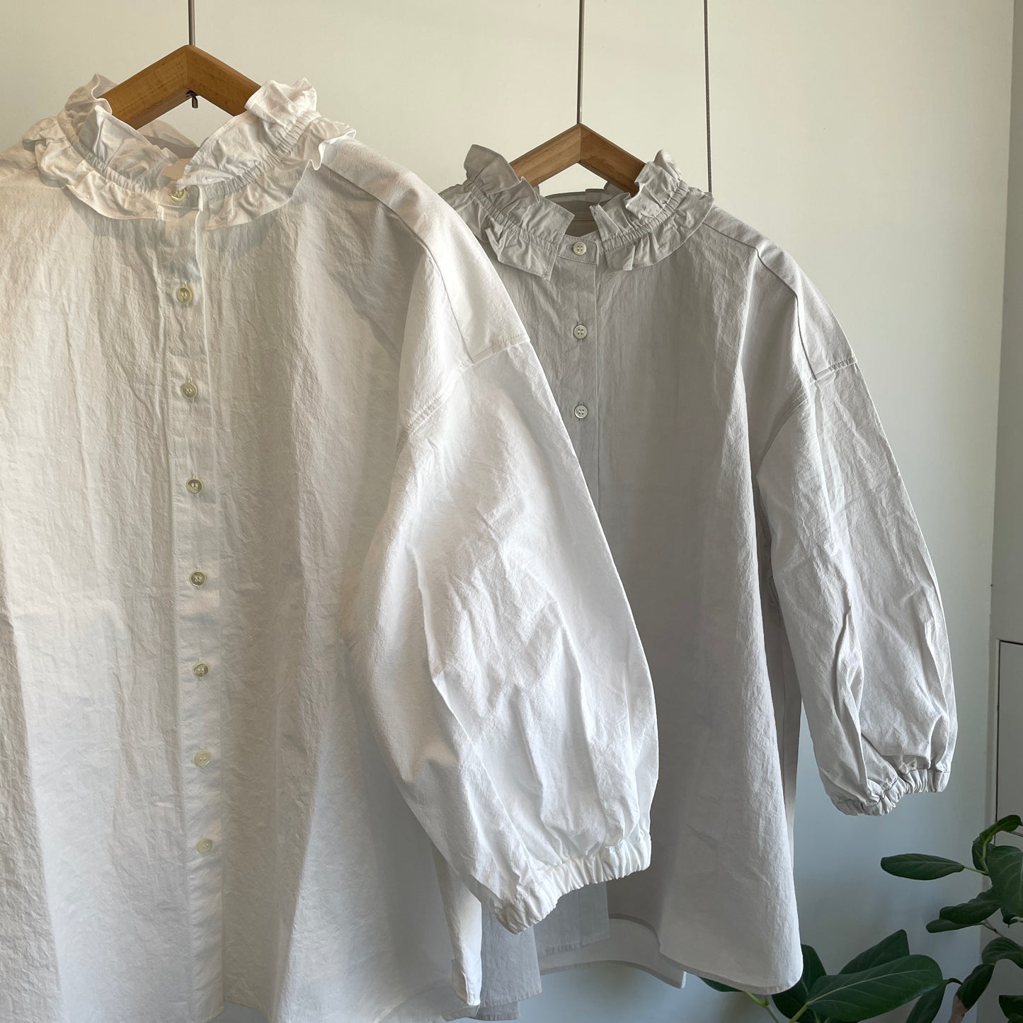 handsofcreation//強撚cotton桐七炊き変形フリル7分袖BL 01630642