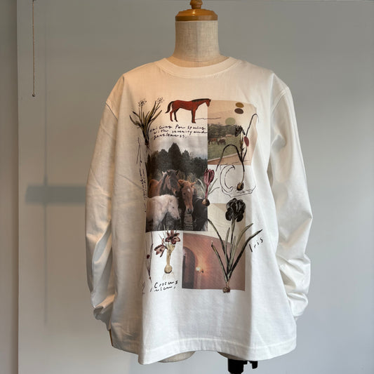 Sweet Little Nothing//馬と球根花　ロングスリーブTシャツ(Mサイズ)
