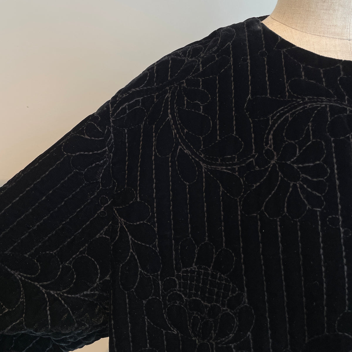 heriter//velvet quit embroidery short coat H2-26-6006