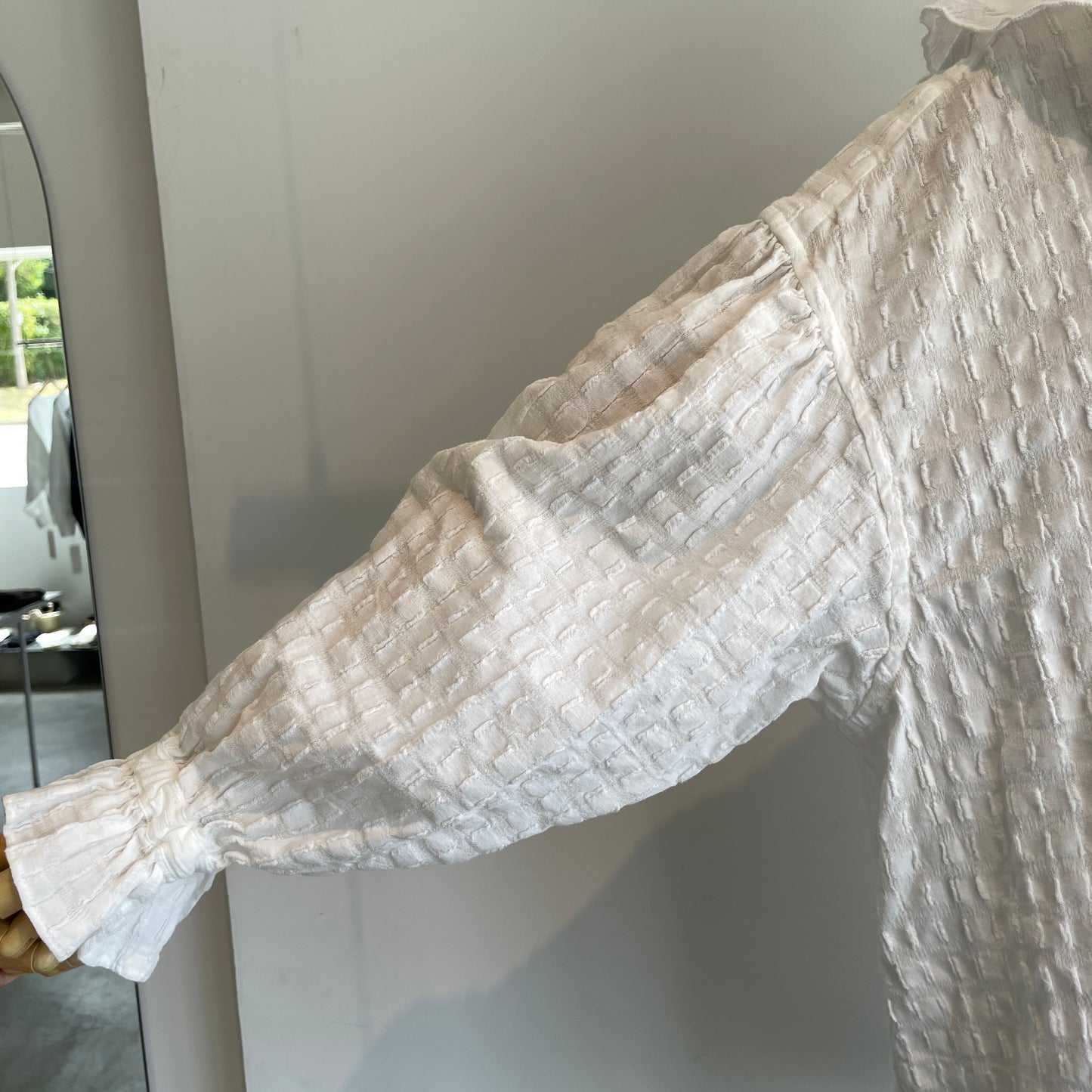 buoy buoy//SHEER CHECK TACK FRILL ブラウス　2701BL004262