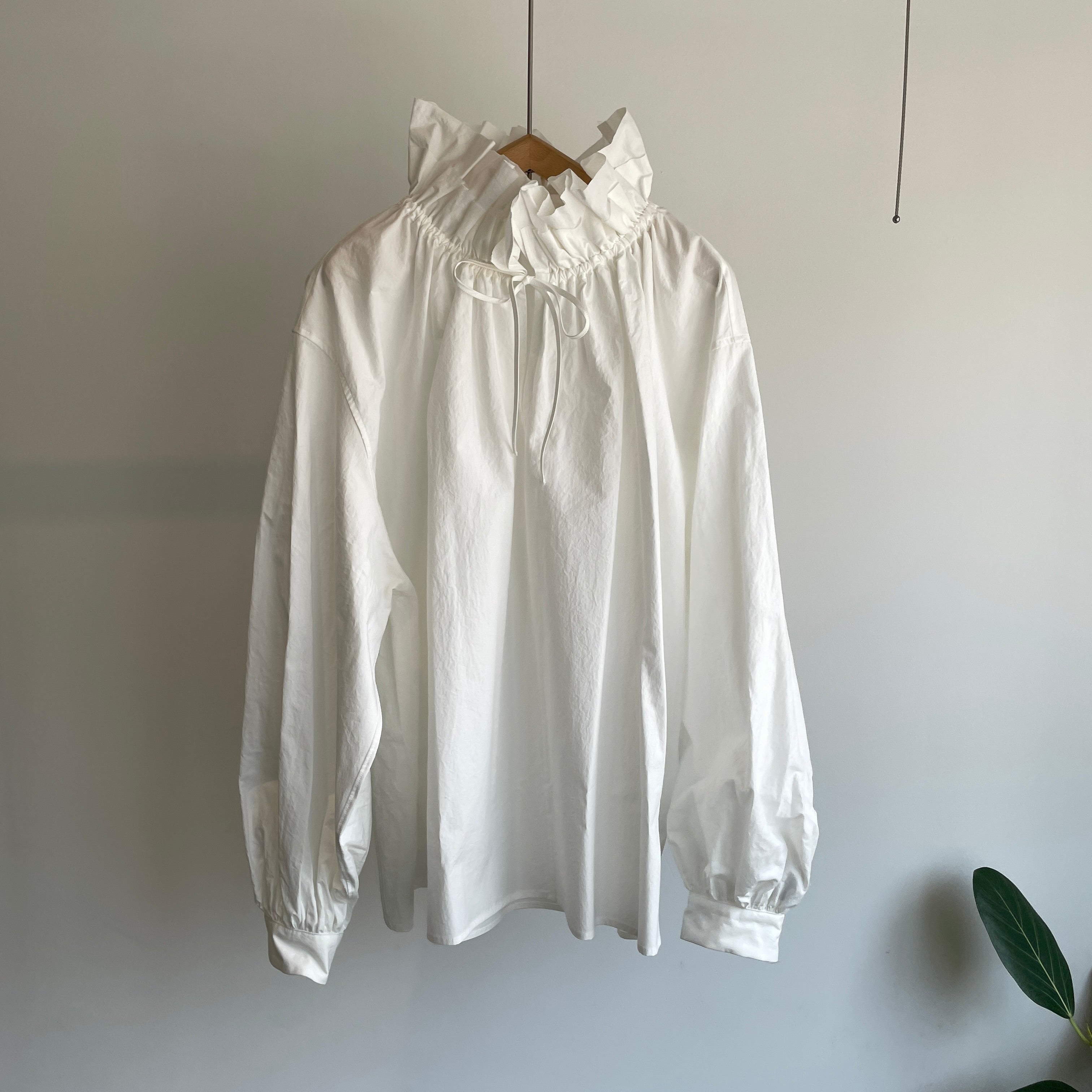 haversack//オーガニックタイプライターフリルカラーシャツ 322622