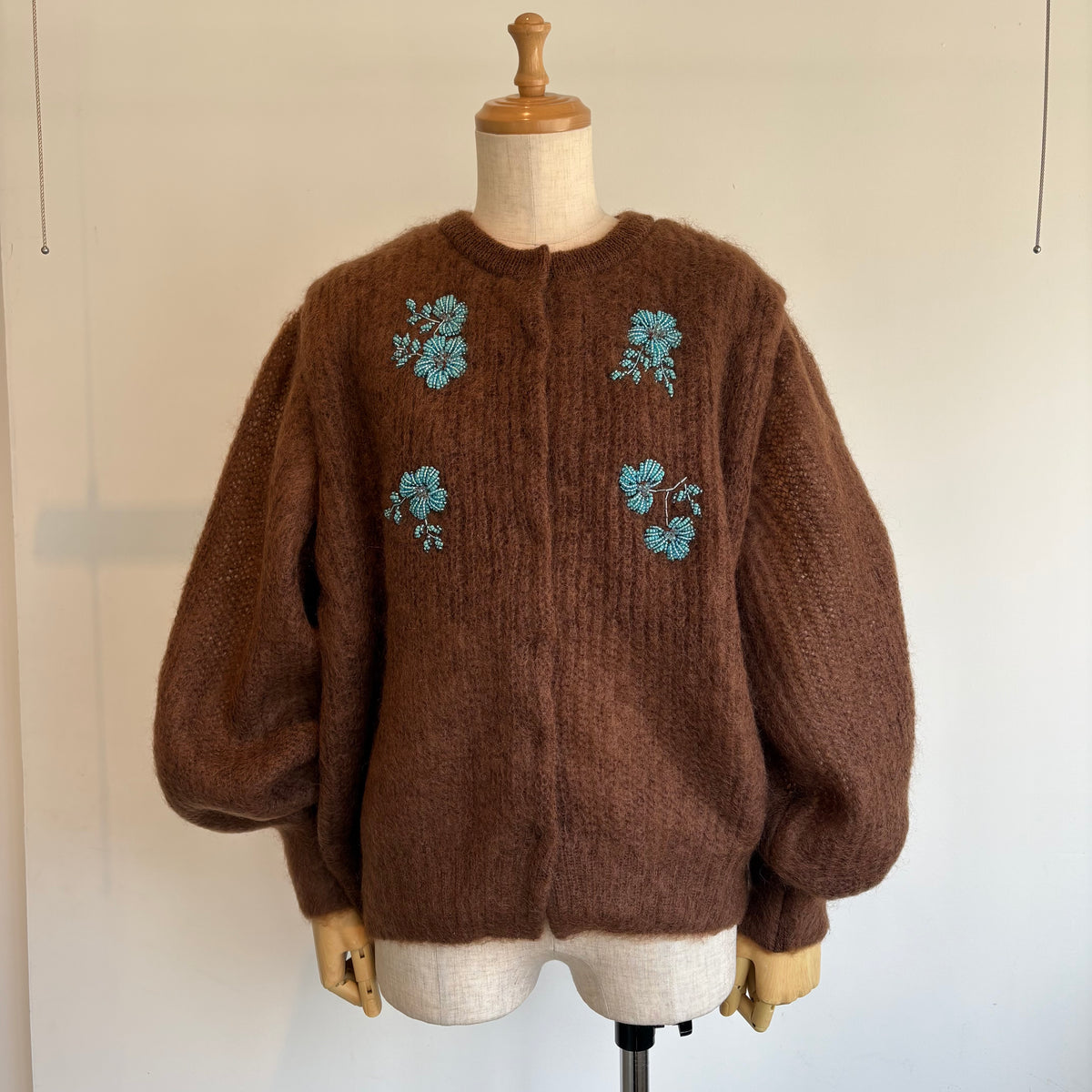 heriter//beads embroidery mohair cardigan  H0-00-1007