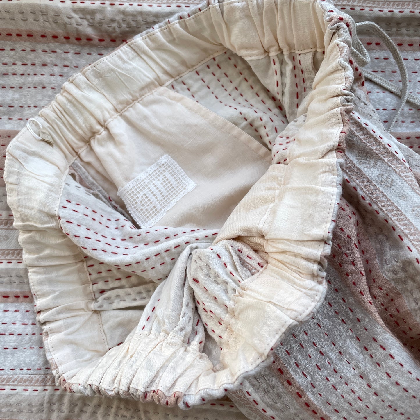 qiri//kantha jacquard gather pants  6301PT002261