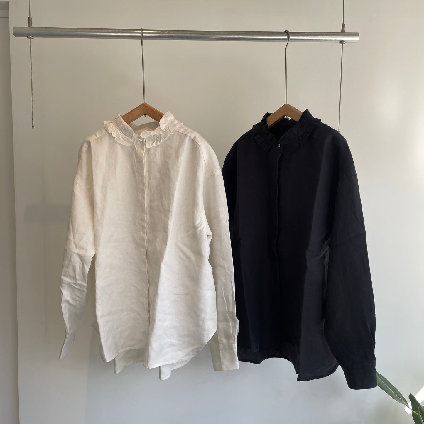 handsofcreation//40/-Linen分微起毛フリルシャツ　01610602