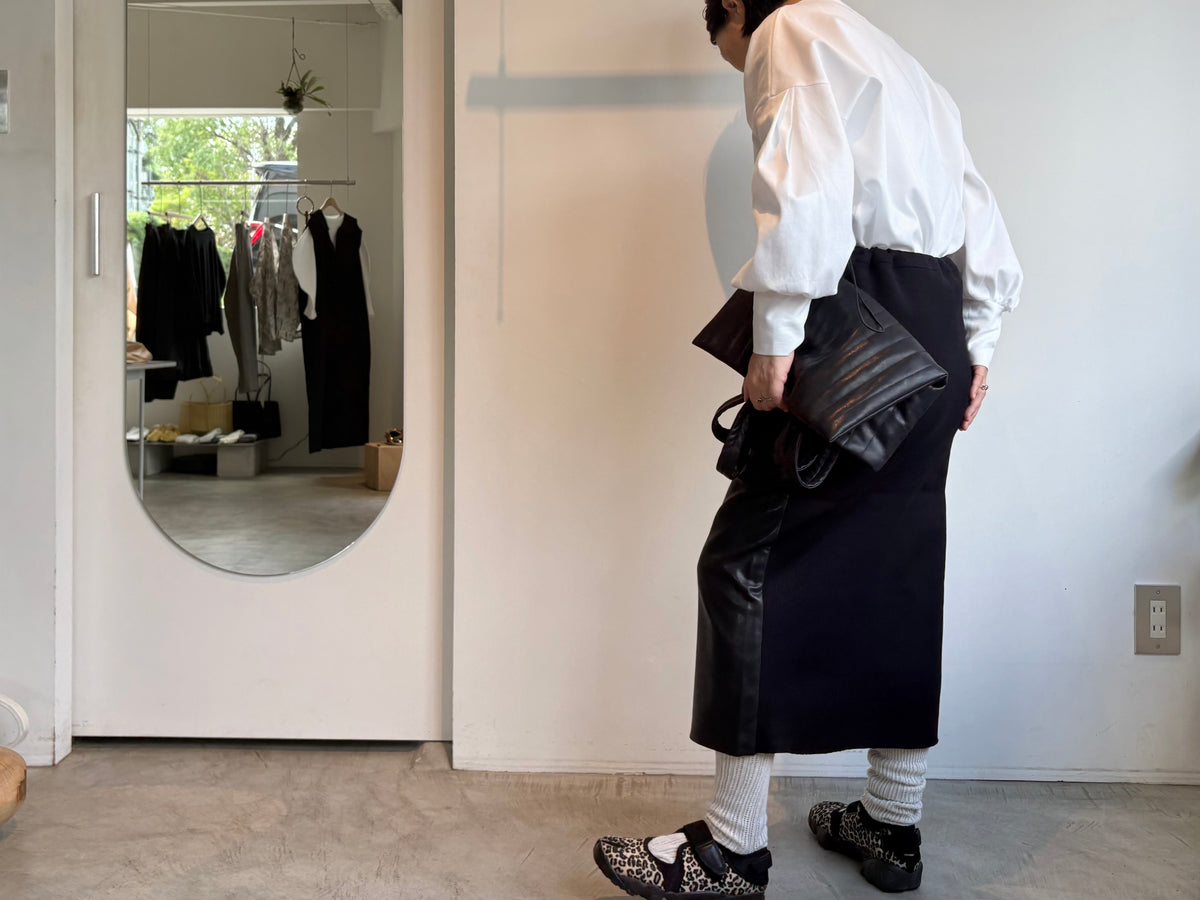 ALWEL//FAUX LEATHER DRAWSTRING SKIRT NAP-2