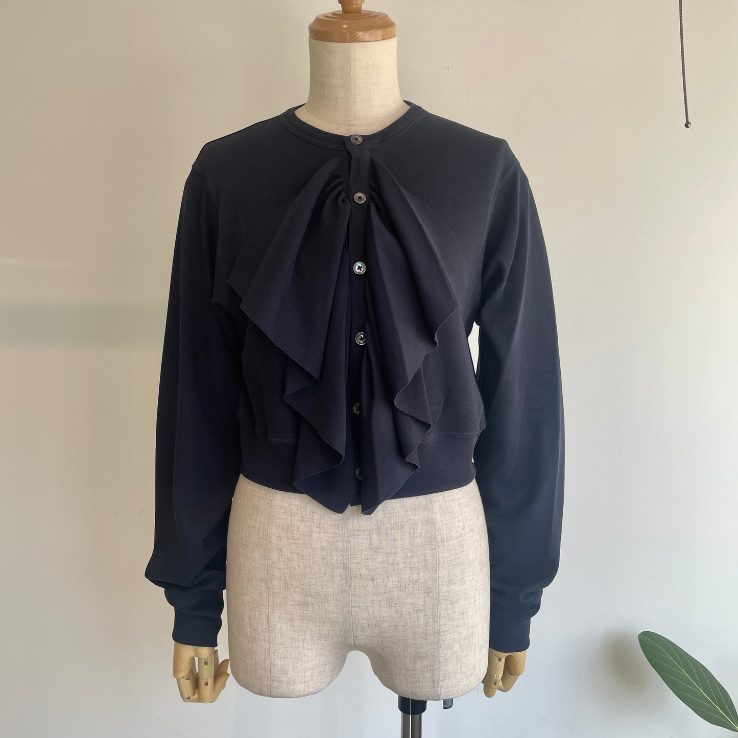 HAVERSACK //強撚スムースクルーネックフリルカーディガン　612600