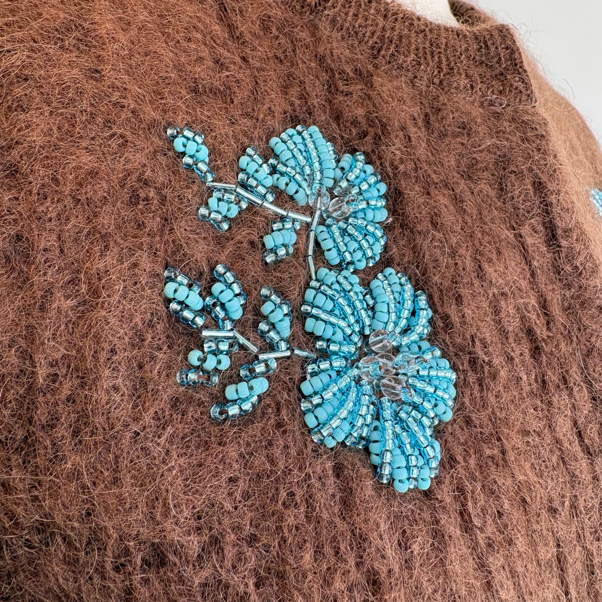 heriter//beads embroidery mohair cardigan  H0-00-1007