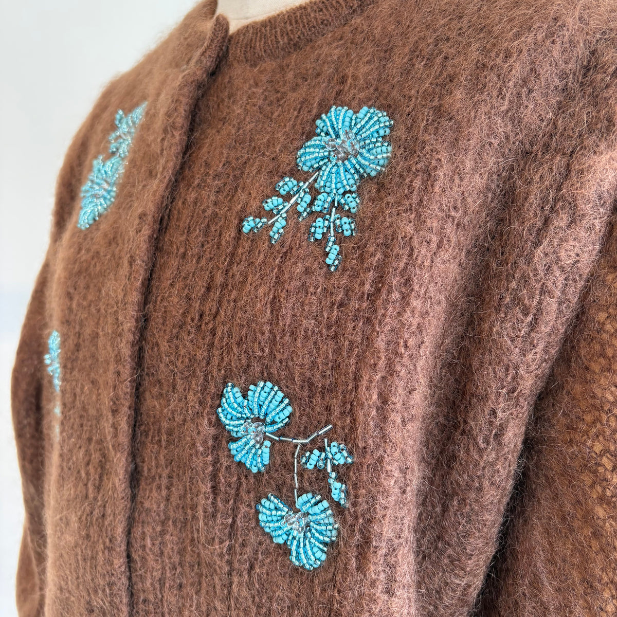 heriter//beads embroidery mohair cardigan  H0-00-1007