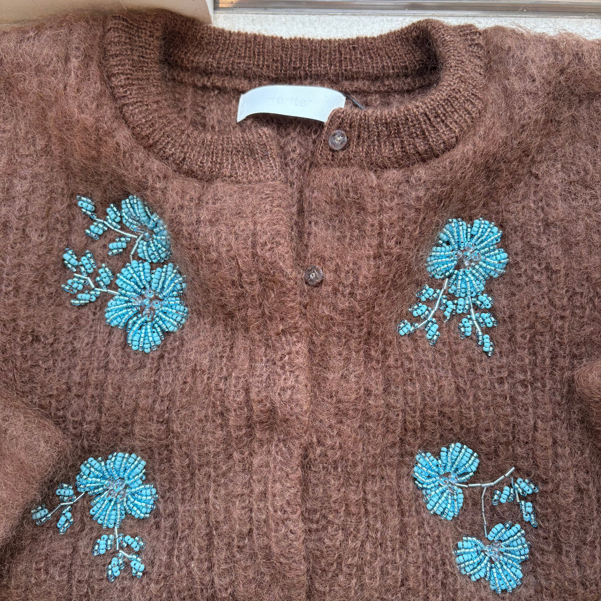 heriter//beads embroidery mohair cardigan  H0-00-1007