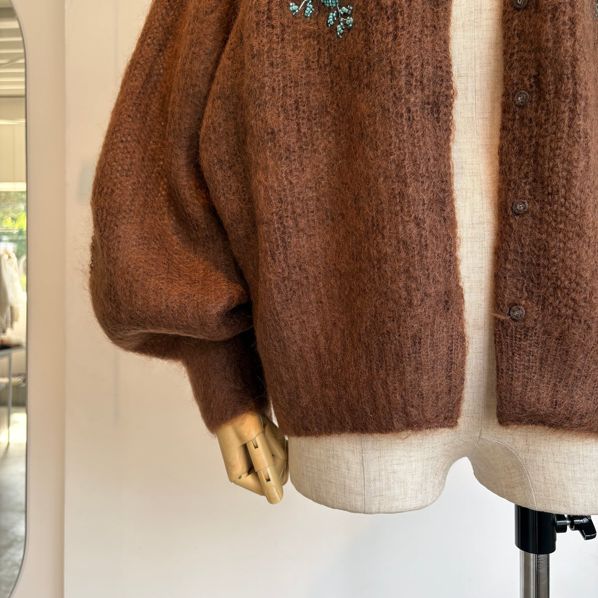 heriter//beads embroidery mohair cardigan  H0-00-1007