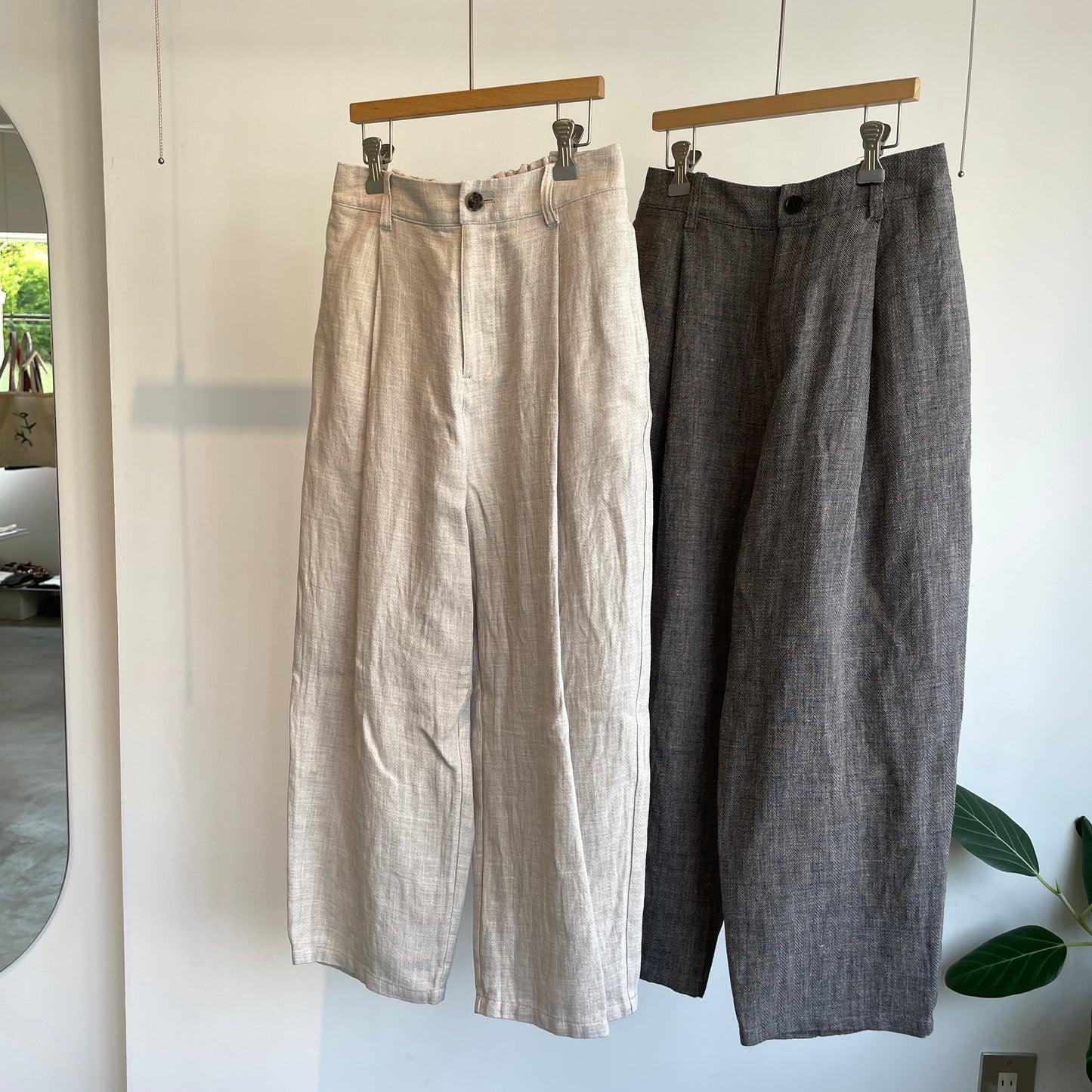 yuni //Hemp/C heringbone back gum パンツ　1701PT038261