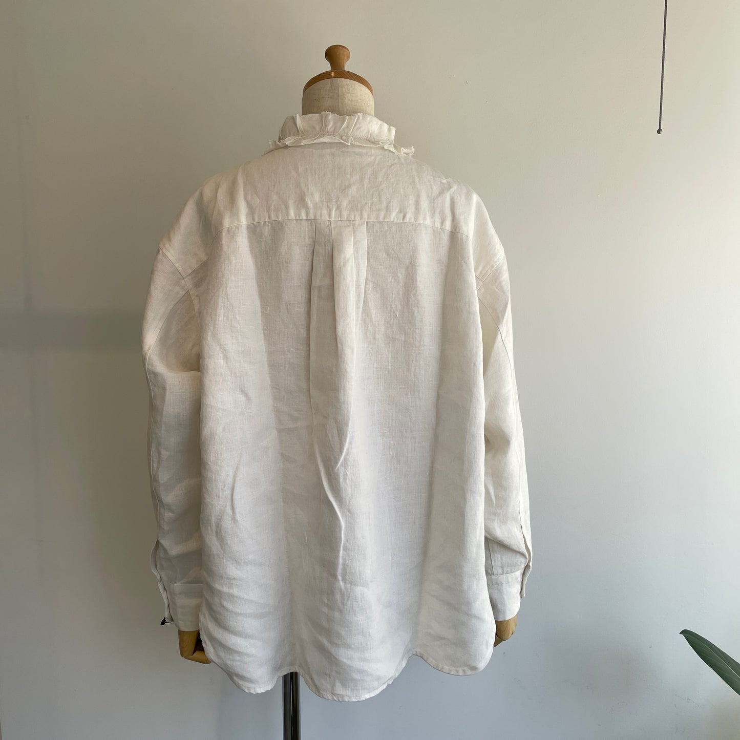 handsofcreation//40/-Linen分微起毛フリルシャツ　01610602