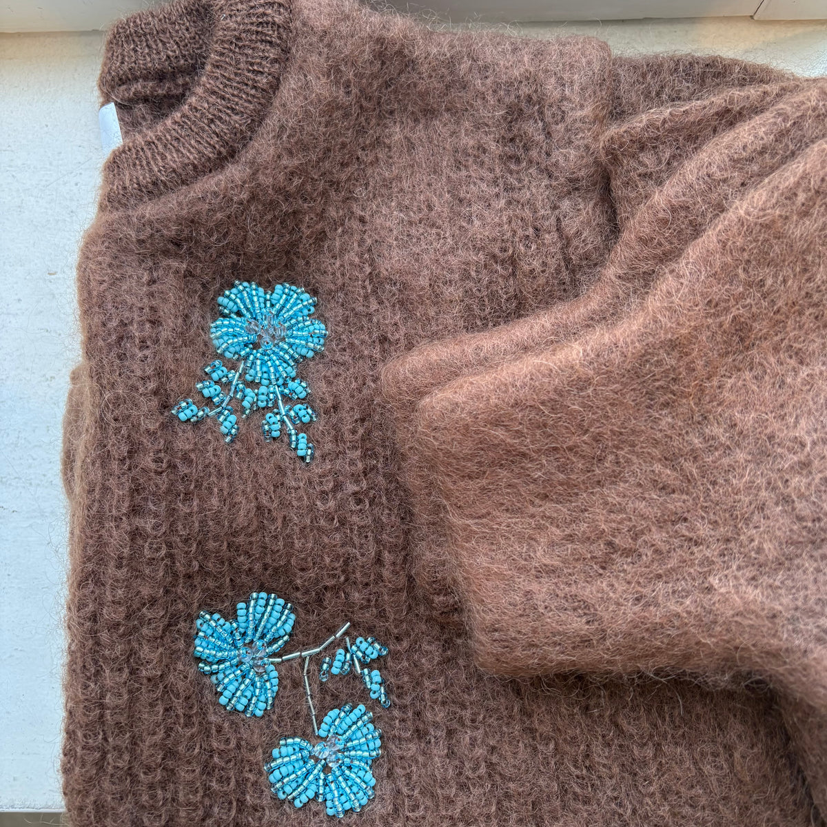 heriter//beads embroidery mohair cardigan  H0-00-1007
