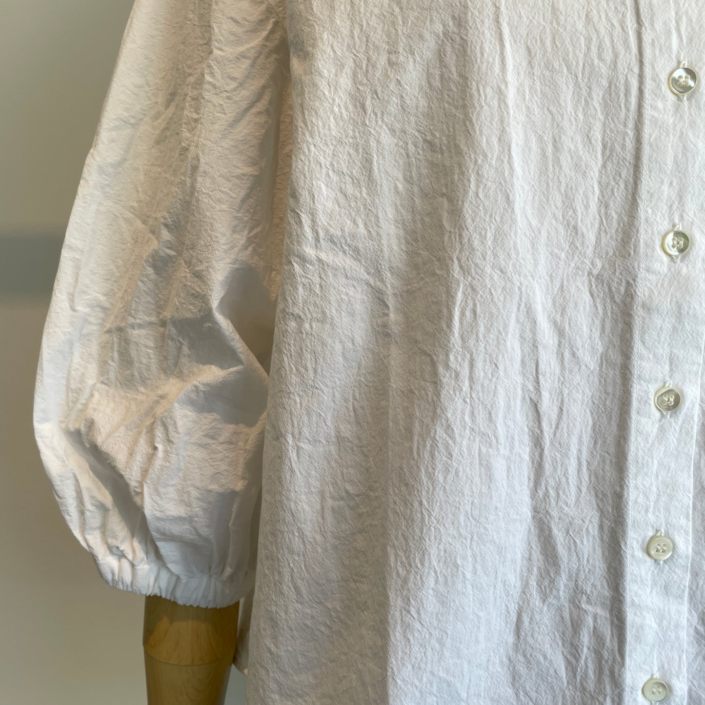 handsofcreation//強撚cotton桐七炊き変形フリル7分袖BL 01630642